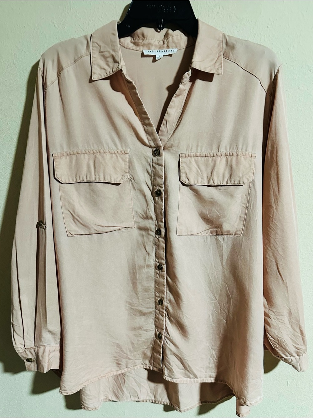 Jane and Delancey Blush Pink Button-Front Utility Shirt